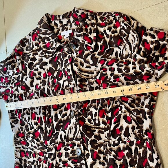 Charter Club  Jacket Corduroy  Brown Animal Print  Collar Pockets Button UP XL - Picture 8 of 10